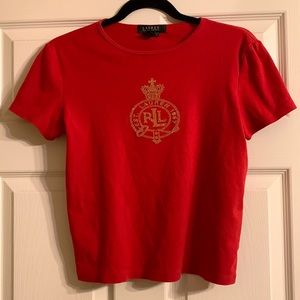 🌞3/$20 Ralph Lauren Gold Embellished Logo Tee